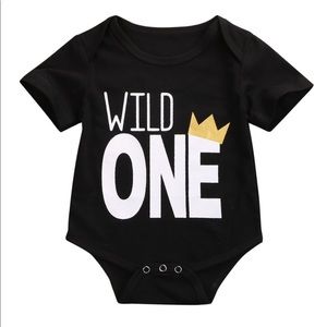 Short Sleeve Baby Onesie in Black - Wild One